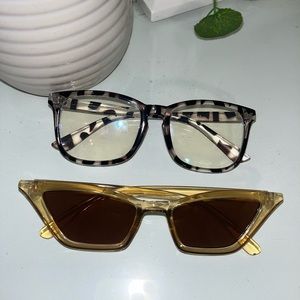 Shein sunglasses and Amazon blue light glasses bundle